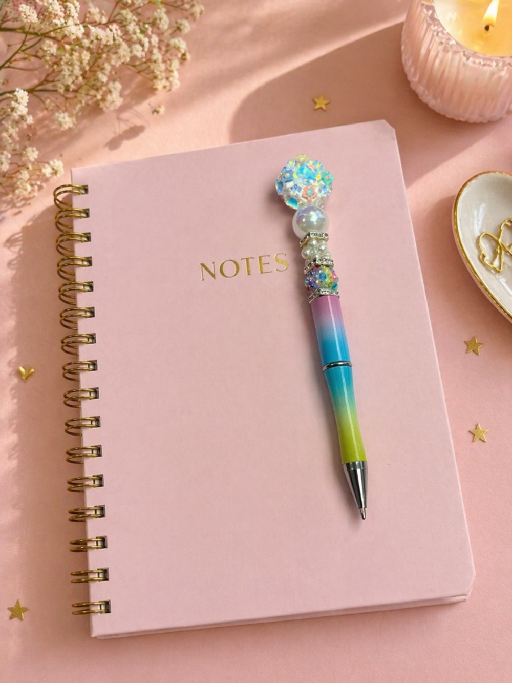 Sparkling Rainbow Gradient Crystal Top Pen - Multicolor